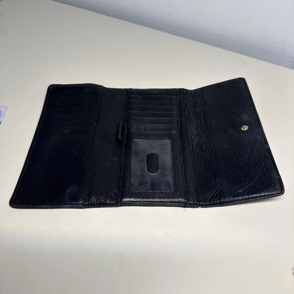 Michael Kors Black Soft Leather Twofold  Snap Zip Flap Women's Large Wallet